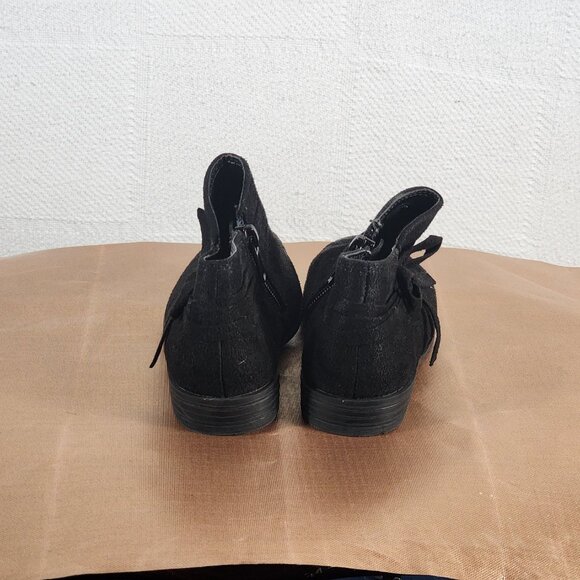 Unr8ed Black Faux Suede Side Bow and Side Zip Small Heel Reece Booties Kid Sz 8M - Picture 7 of 16